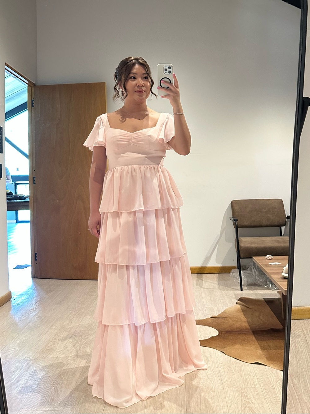 Blush Pink Tiered Maxi Dress